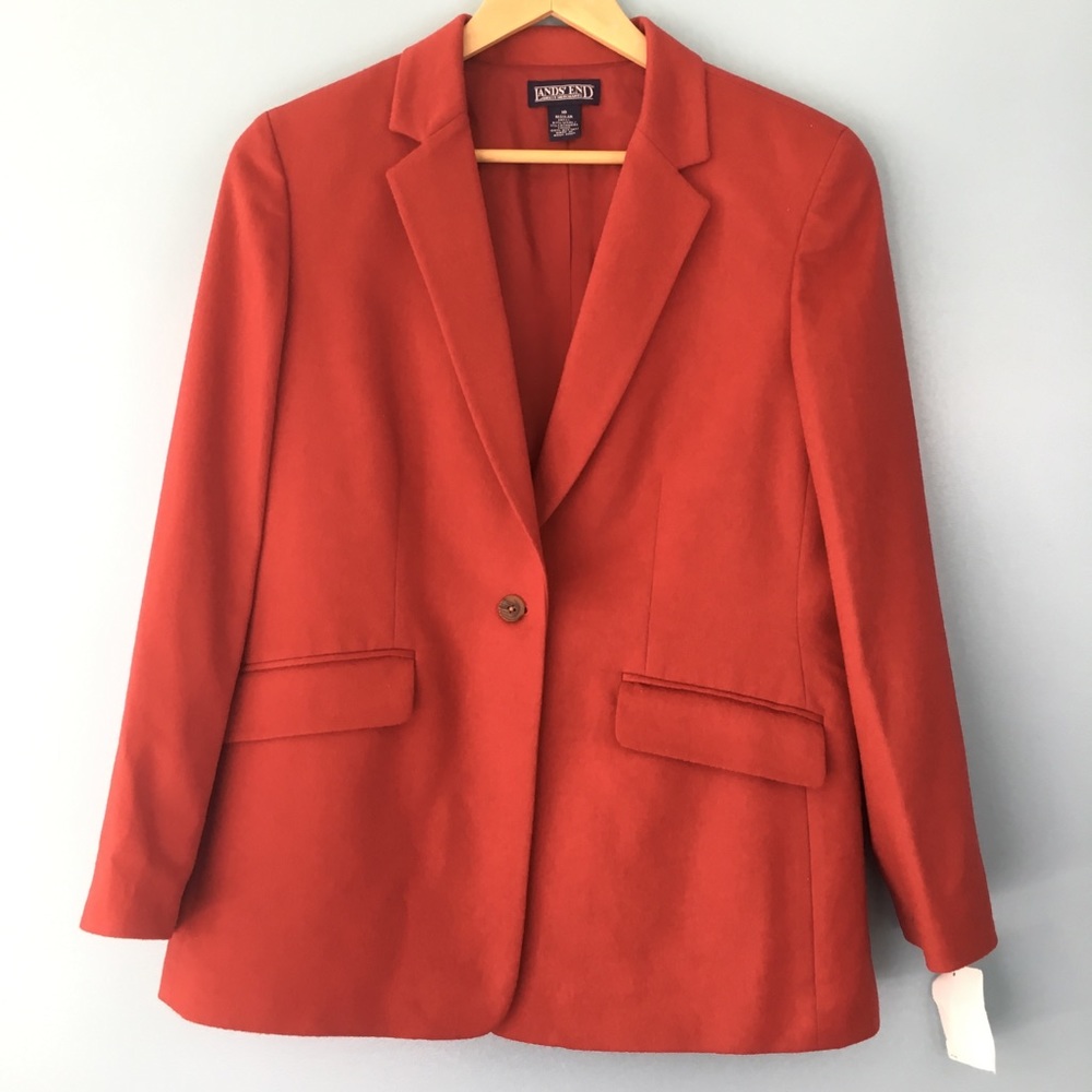 Lands End Red Cashmere Blend Blazer 10